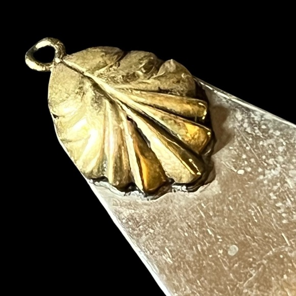 Gold and Silver Tone Leaf Pendant Finding Charm - Picture 3 of 4